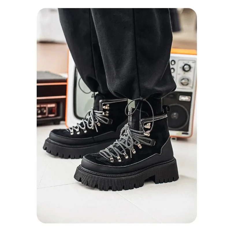 

2025 Men's Big Yellow Boots Outdoor Water - Repellent Coating Medium - Top British Style Retro Work Boots Winter Snow Cotton Fas
