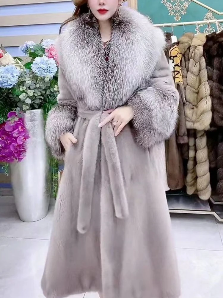 High-End Faux Fur Coat Goddess Imitation Marten Overcoats Sexy Socialite Furry Coat Winter Imitation Fox Fur Jackets for Women