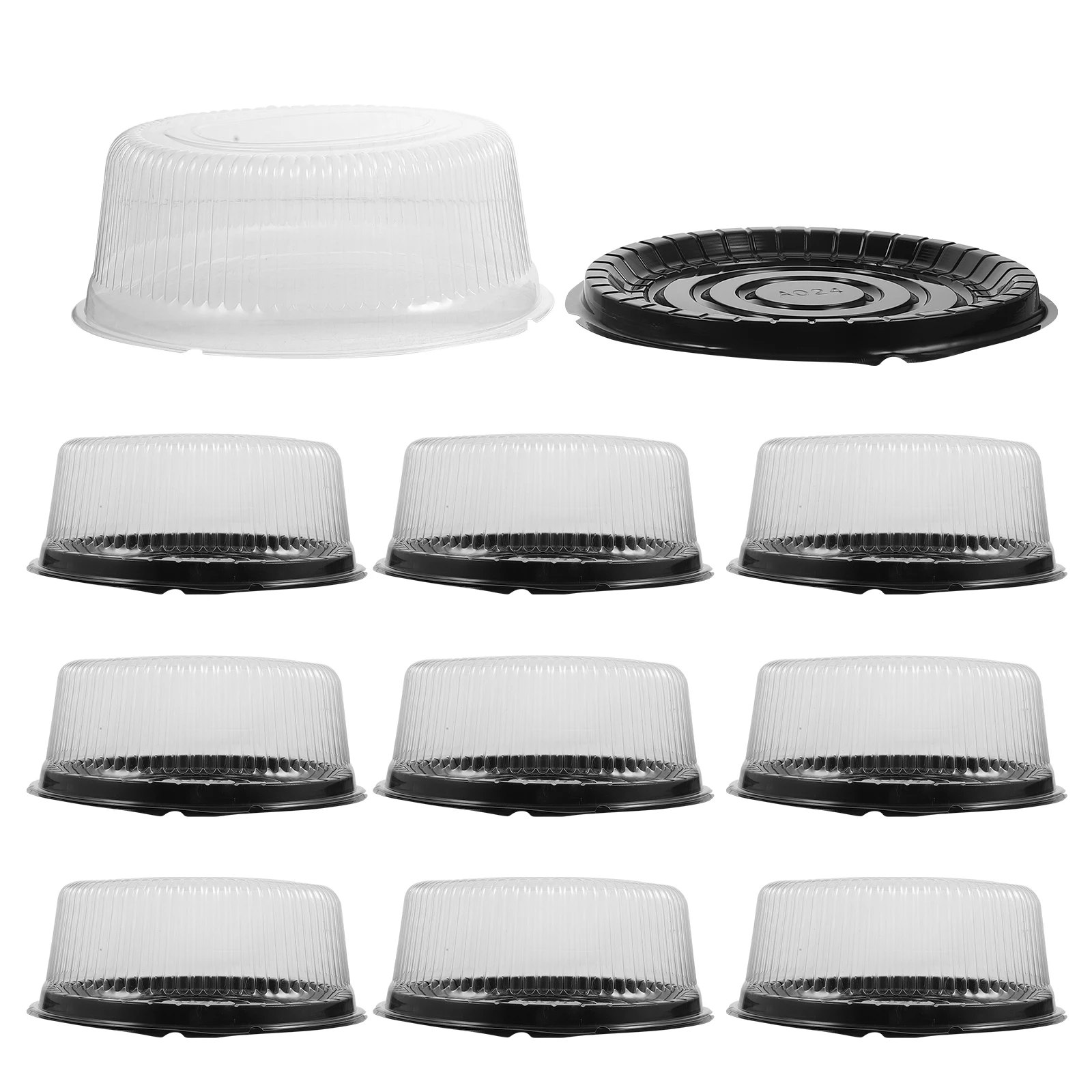 

10 Pcs 8 Inch Black Cake Boxes Transparent Reusable Plastic Round Bakery Packing Containers Lid Storage Display