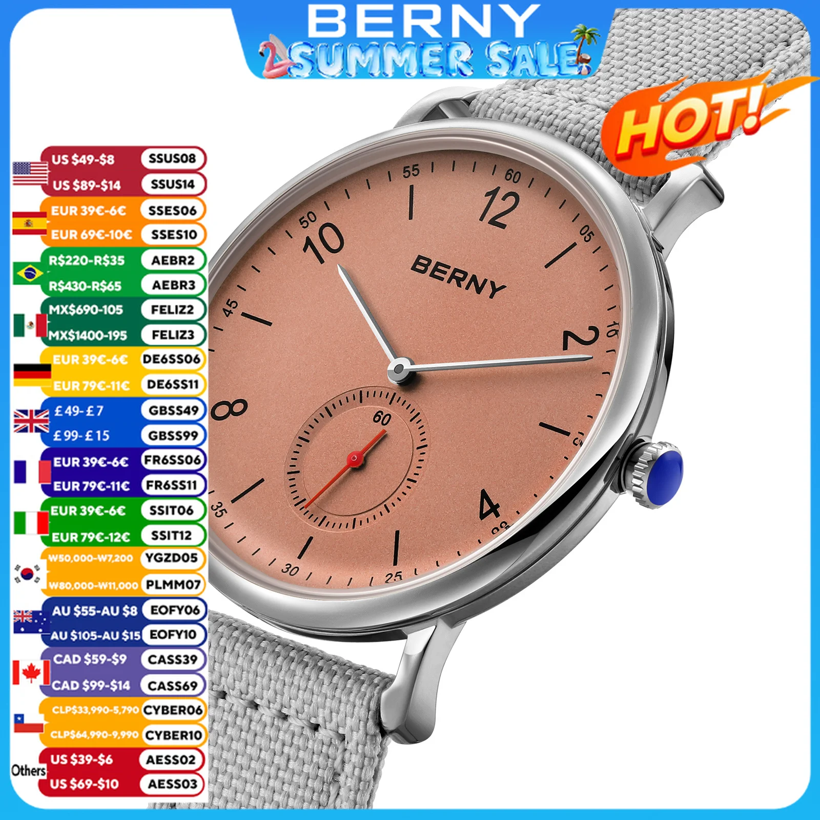 

BERNY Quartz Men's Watch Simple and Versatile Ultra Slim Business Wristwatch Clock Top Brand Luxury 2025 New Fashion Men's Watch