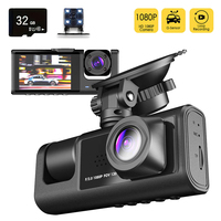 3 Channel Cameras Car Dash Cam With IR Night Vision Loop Recording DVR Recorder 1080P Video Dashcam Inside Vehicle Camera DVRs