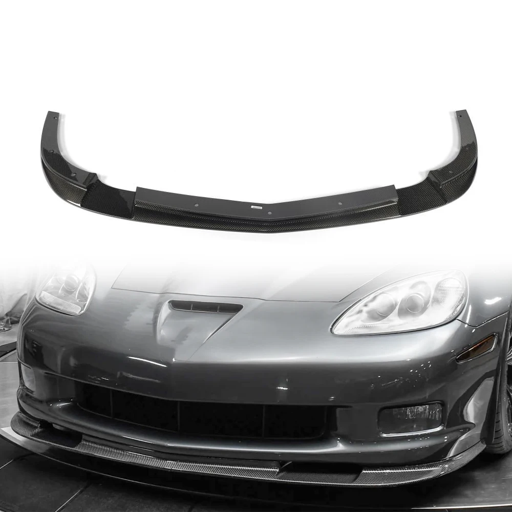 Carbon Fiber Front Bumper Lip for Corvette C6 Z06 ZR1 Grand Sport Wide Body OEM Fitment Not for Base Models
