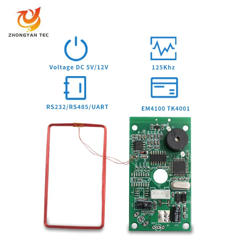 

Mini Contactlesss EM4100 125KHz RS232 UART Interface Serial Communication ID Card Reader Module