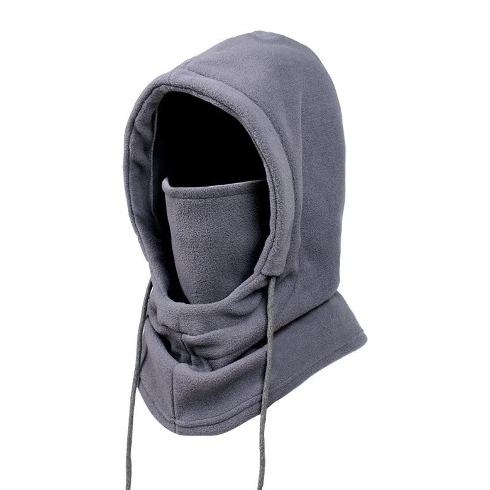 Christmas Plush Lined Balaclava Hat Zipper Closure Windproof Warm Face Cover Scarf Hand Washable Thermal Hooded Scarf Winter