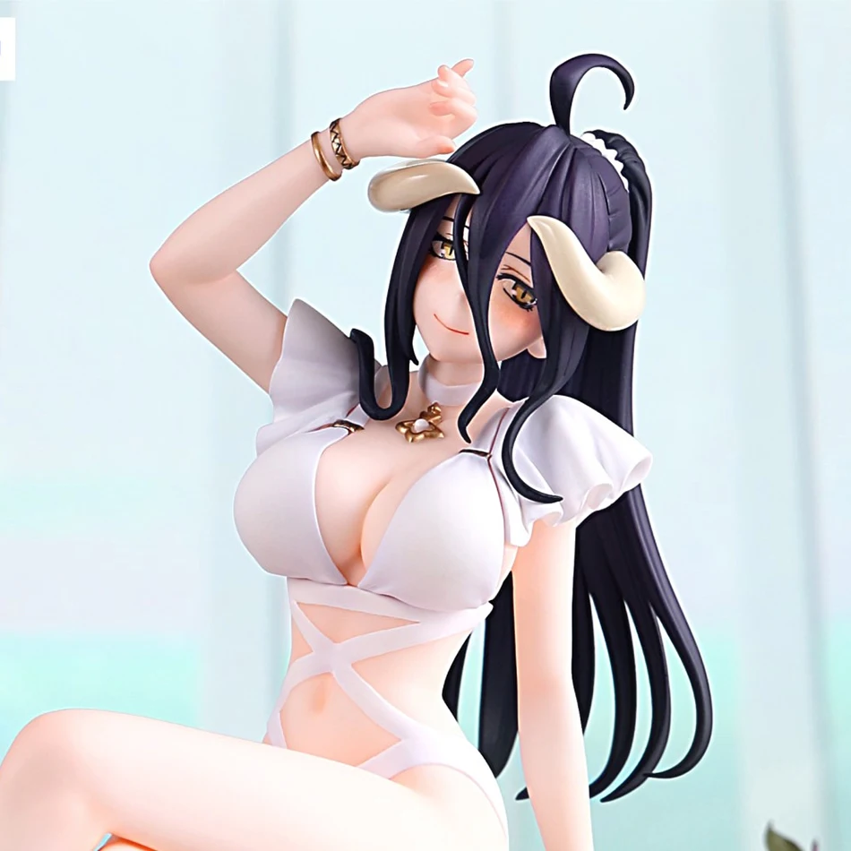 Overlord albedo anime figura sexy menina maiô sentado albedo figura de ação estatueta pvc decoração modelo brinquedos adulto coleção