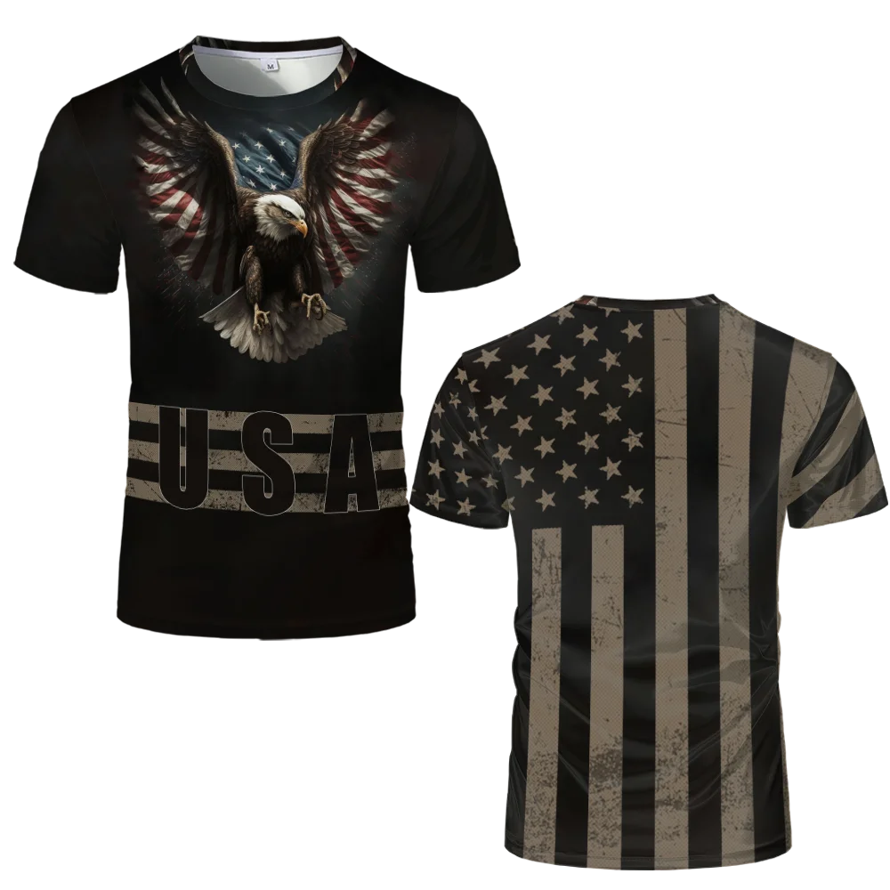 American Flag Graphic T Shirts USA Stripe Eagle 3D Printed Fashion Causal Classic Retro Tees Mens Kids Summer O-Neck T-shirt