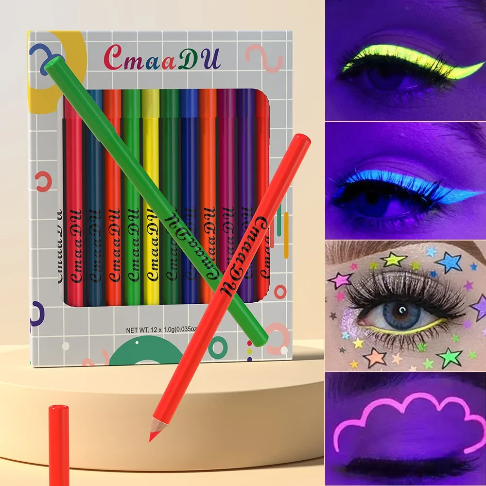 CmaaDu 12Pcs/Set Waterproof UV Highlighter Nova Faces Lips Eye Liner Eyeshadow  Decorations Christmas Pen Party Makeup Cosmetic