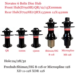 Novatec D791SB D792SB 6 Bolt Disc 24/28/32Hole Hub Shiman HG XD XDR Microspline MS Freehub QR/12/15X100 QRX135 12X142 11S 12S