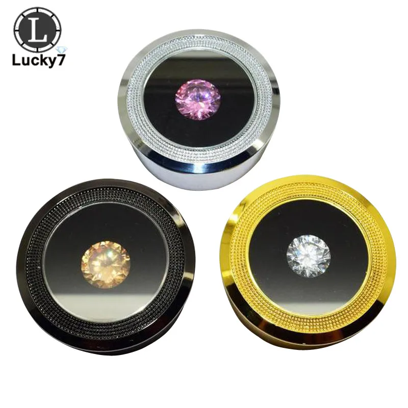 50pcs Round Stainless Steel Bare Stone Display Box High Quality Metal Stone Storage Organizer Gift Box 3.4*1.8cm