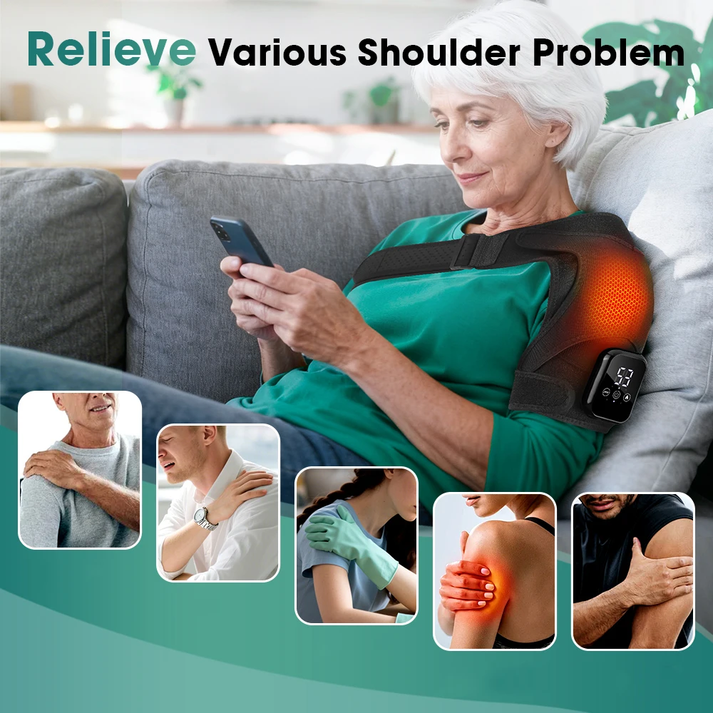 

Электрический массажер для плеч с подогревом и вибрацией, массажный бандаж для расслабления мышц плеч, прибор для горячего компресса и подогрева