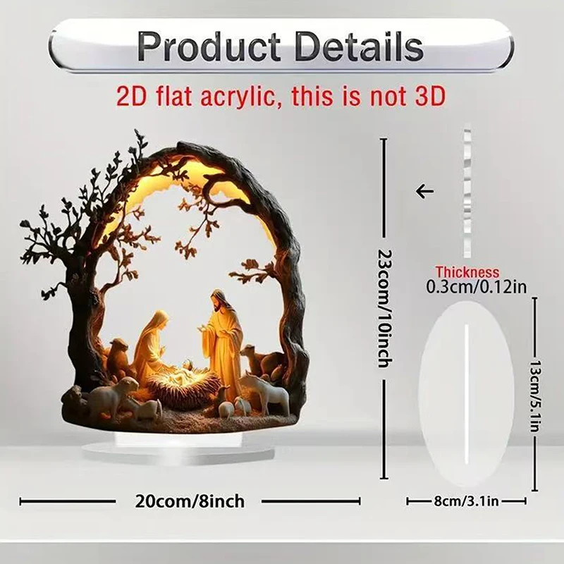 2025 جديد المهد يسوع الولادة المشهد عيد الميلاد الجدول محور ملحق 2D شقة الاكريليك للمنزل مكتب الديكور حزب الحلي