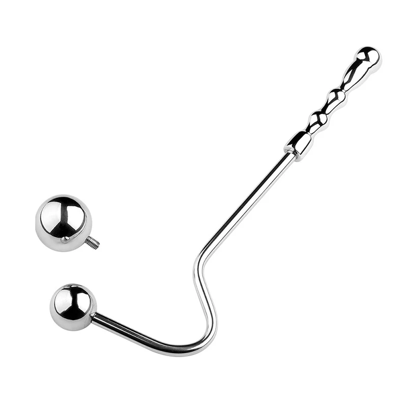 Plug anal de aço inoxidável com cabeça curva para homens e mulheres, gancho anal, 2 bolas, massageador de próstata, dilatador de anus, brinquedos sexuais, gay, 30mm, 38mm