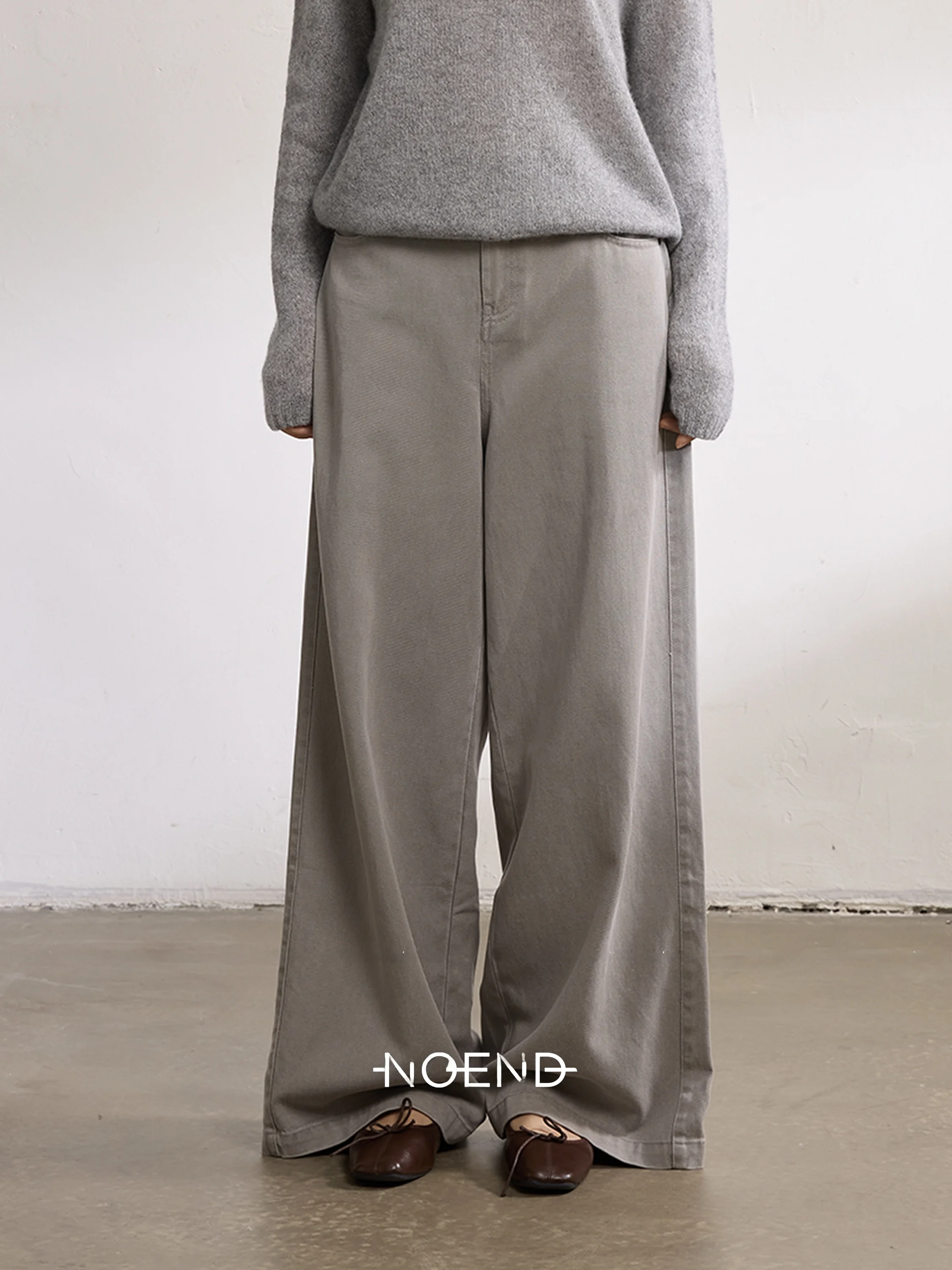 

NOEND винтажные прямые джинсы из лиоцелла с завышенной талией, утягивающие повседневные универсальные волшебные брюки, женские джинсы со стойкой, микро-стрейч