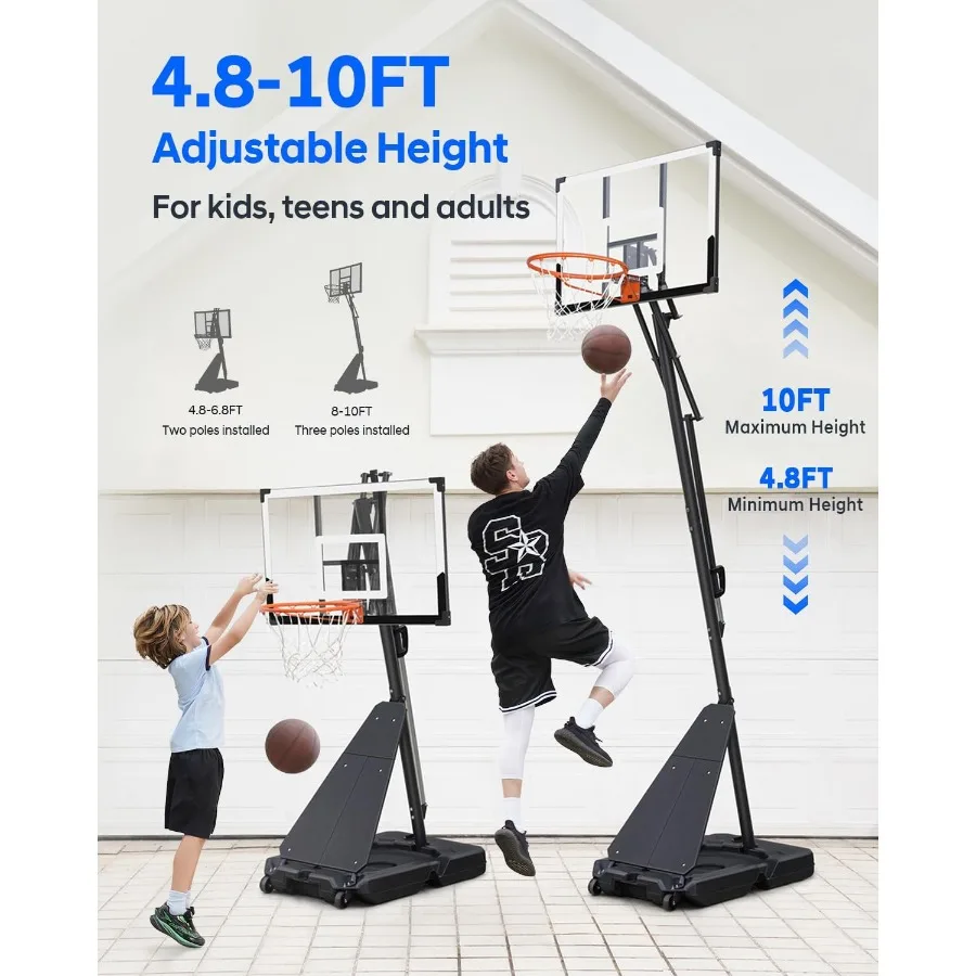 Heropro cesta de basquete portátil ao ar livre sistema de meta de altura ajustável e cesta de basquete de piscina para adultos indoor