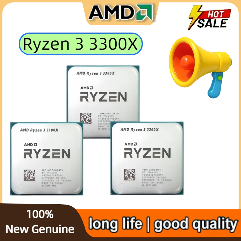 AMD Ryzen 3 3300X R3 3300X Quad-Core Eight-Thread  3.8 GHz 65W CPU Processor L3=16M 100-000000159 Socket AM4 65W