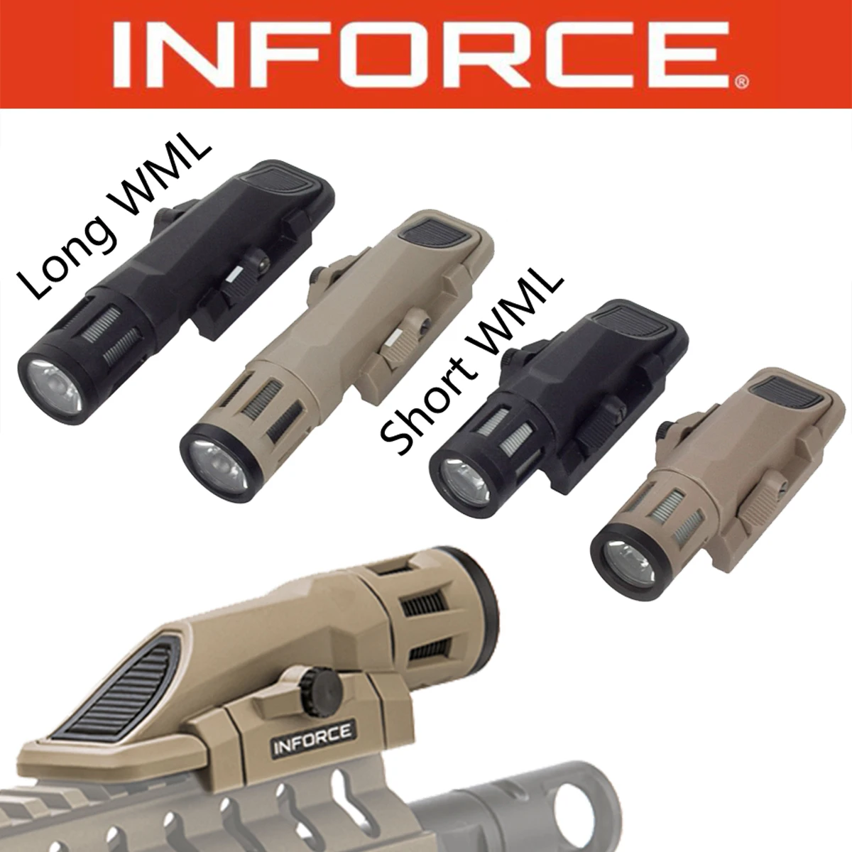 

INFORCE WML Long Tactical Weapon Flashlight Hunting Rifle Scout Light Constant-on/Momentary-on/Strobe Fit 20MM Picatinny Rail