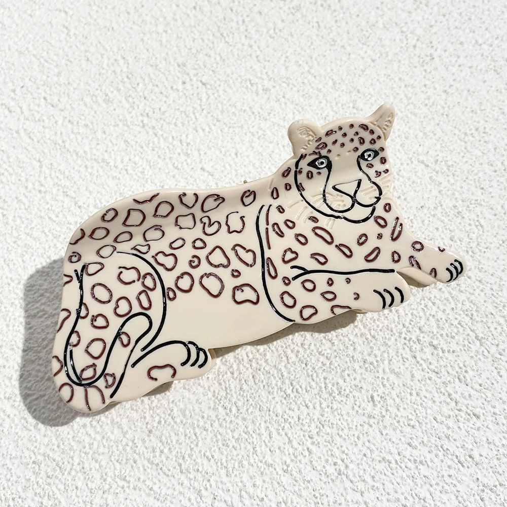 AENSOA Nischendesign Leopardenmuster Tiger Grab Cartoon Haarnadel Frauen Persönlichkeit Wildtier Essigsäure Clip Hinterkopf Hai Clip – Detail 15
