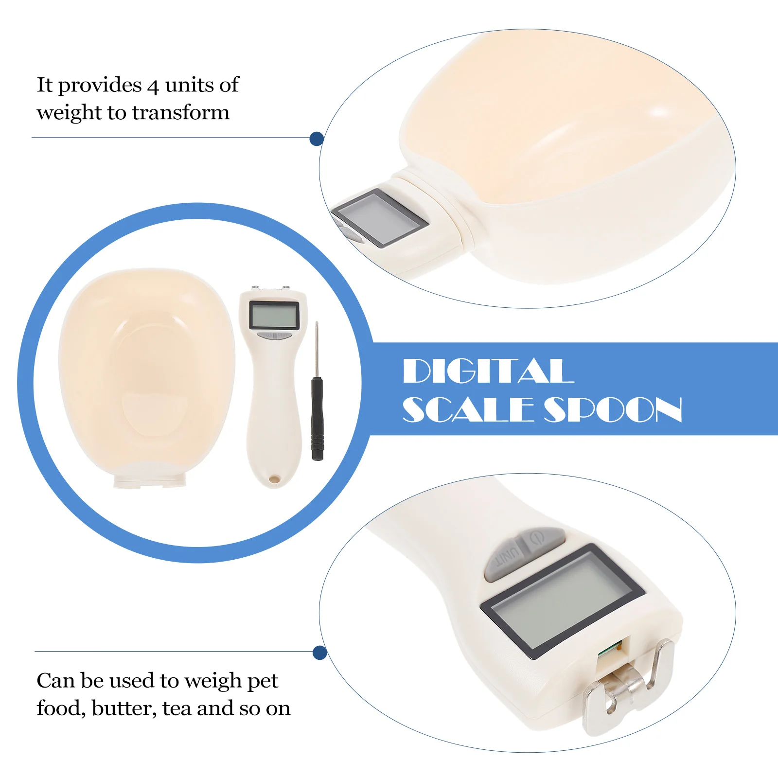 

Digital Spoon Scale for Kitchen Pet Food with High Precision Electronic Grain Metering Scoops Lightweight Small