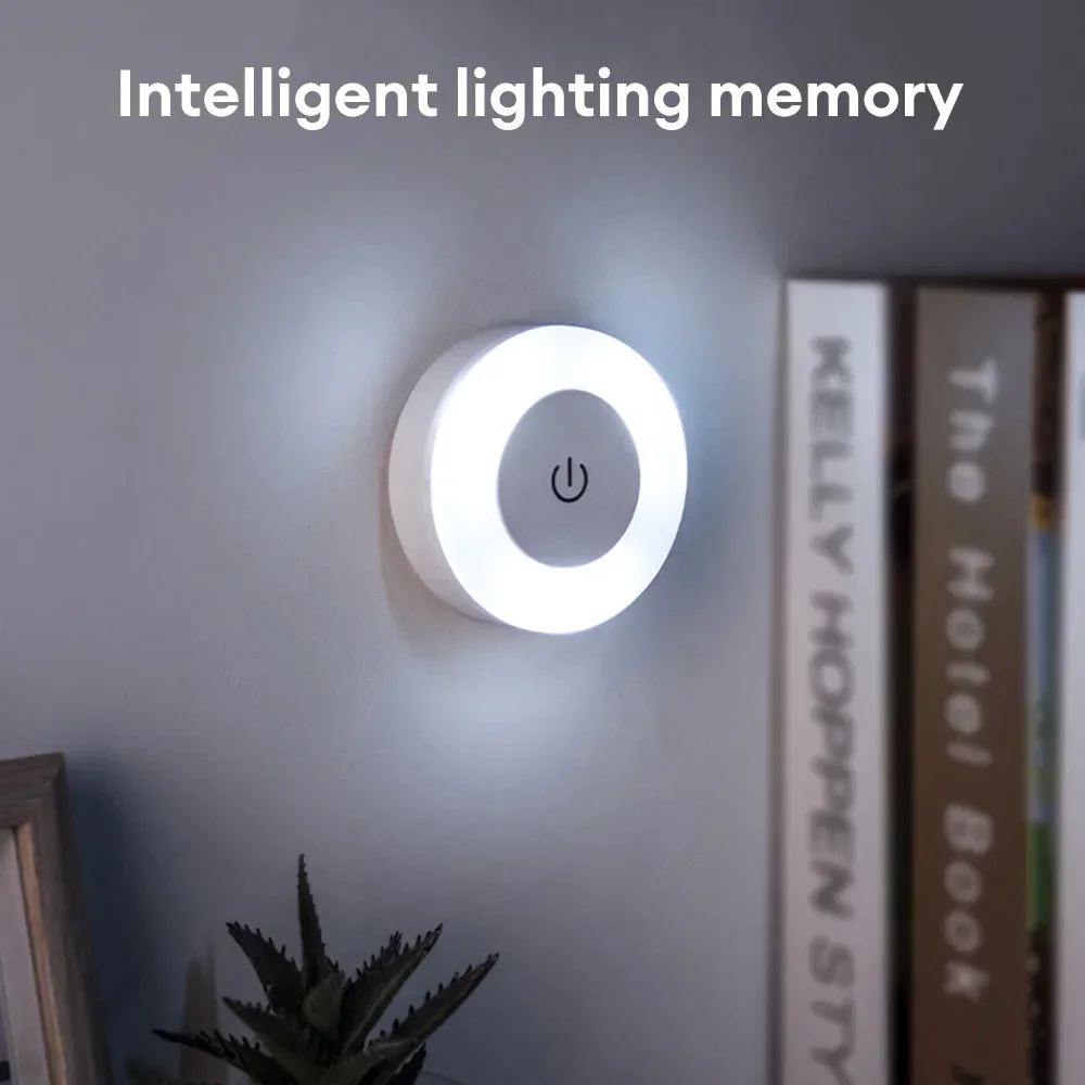 LED Sensitive Night Light Lamp 1 Mode USB Charging Magnetic Base Wall Light Round Portable Interior Decoration Lamp Lamps Room