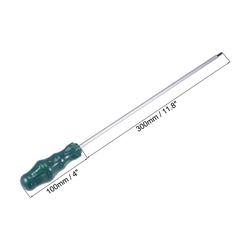 Uxcell 2 Pcs T15/T20/T25/T27/T30 Magnetic Torx Screwdriver Hand Tools 11.8" CR-V Round Shaft Green TPU Handle