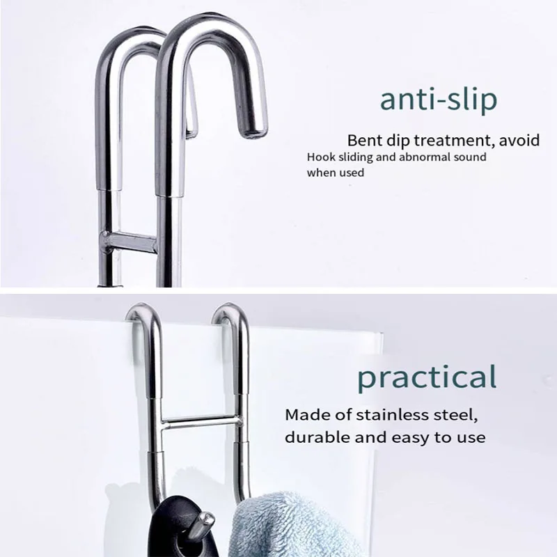 Stainless Steel Over Glass Door Shower Towel Rack S-Shape Bathrobe Hanger Holder Hooks Shower Door Back Hook Bathroom Accessorie