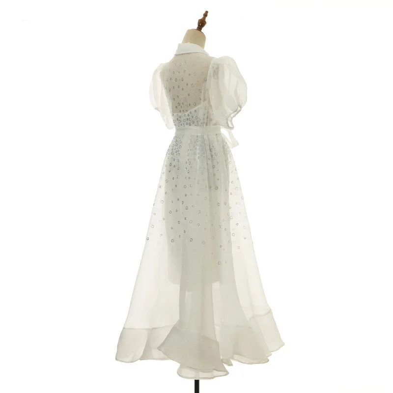 Ele Bubble Summer ort Sve Fro Damen-Dr. Par-Rock, hohe Taille, Samtstoff, Blumenverzierung, fünf Farben