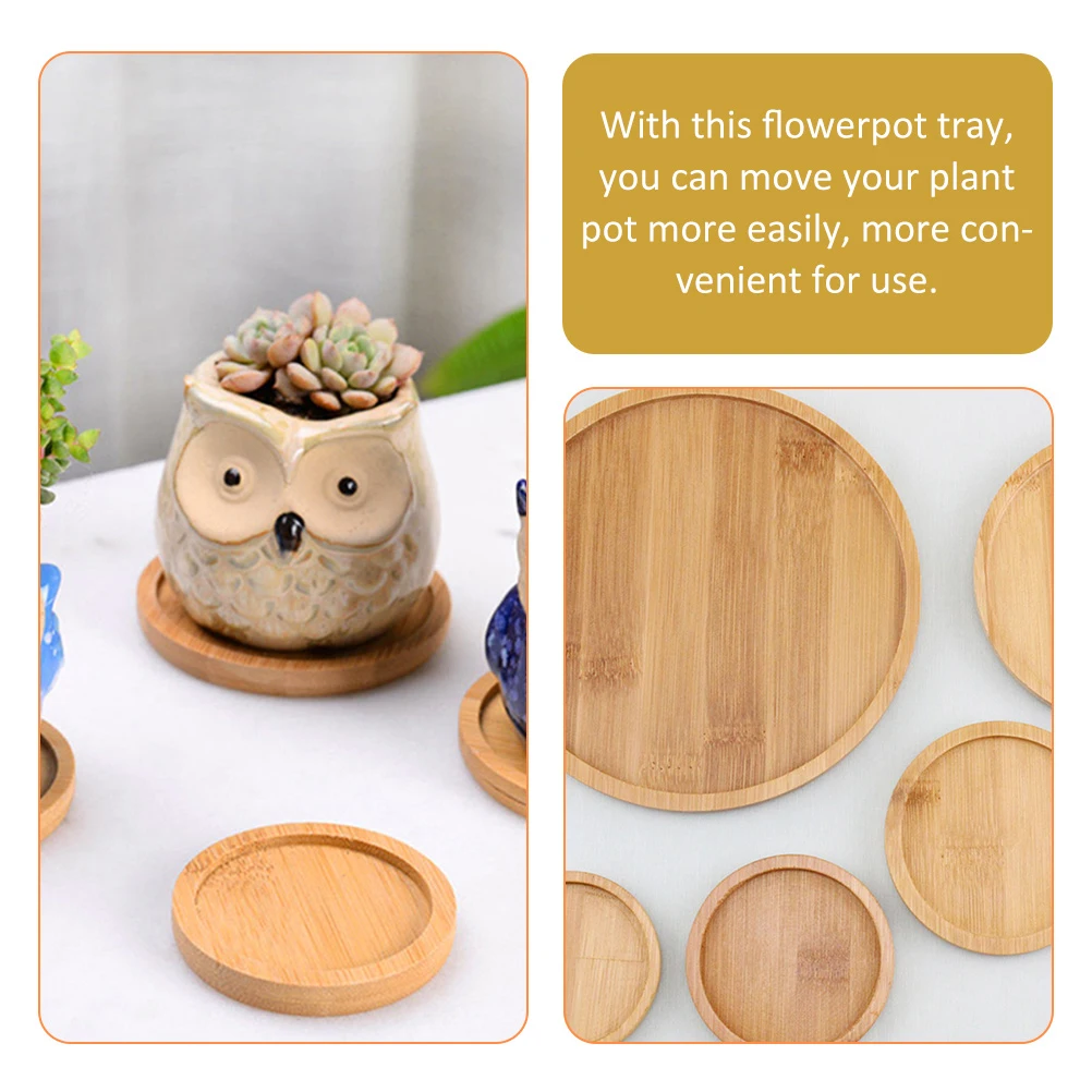 

Bamboo Tray Flowerpot Saucers Round Wood Planter Trays for Plants Indoor Base Drainage Small Plant Pots Gardening Home Decor