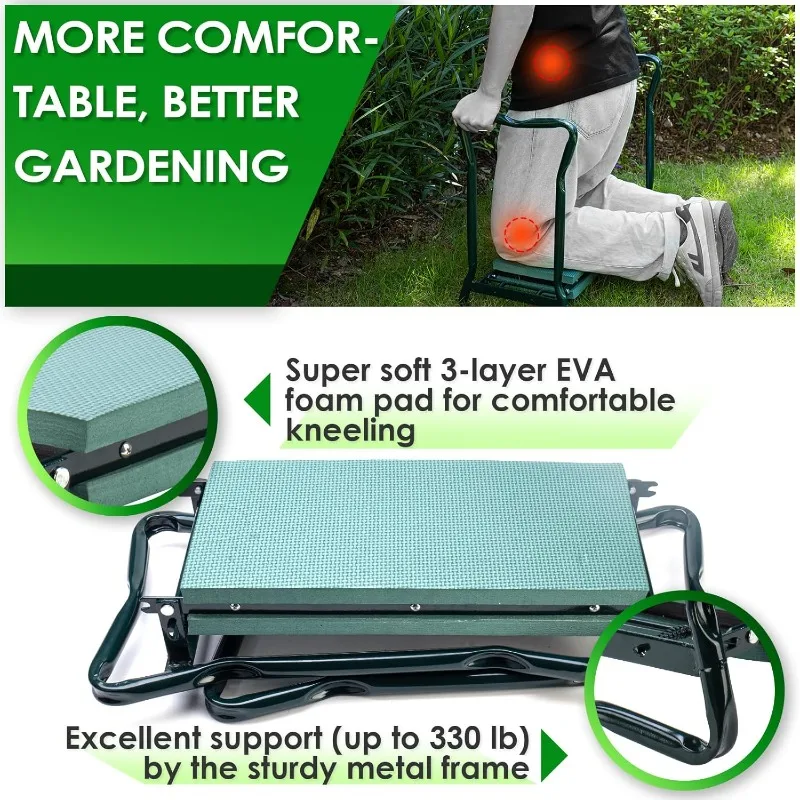 Foldable Garden Stool, Heavy Duty Garden Chair for Kneeling and Sitting, Gardening Gifts for Women, Gra