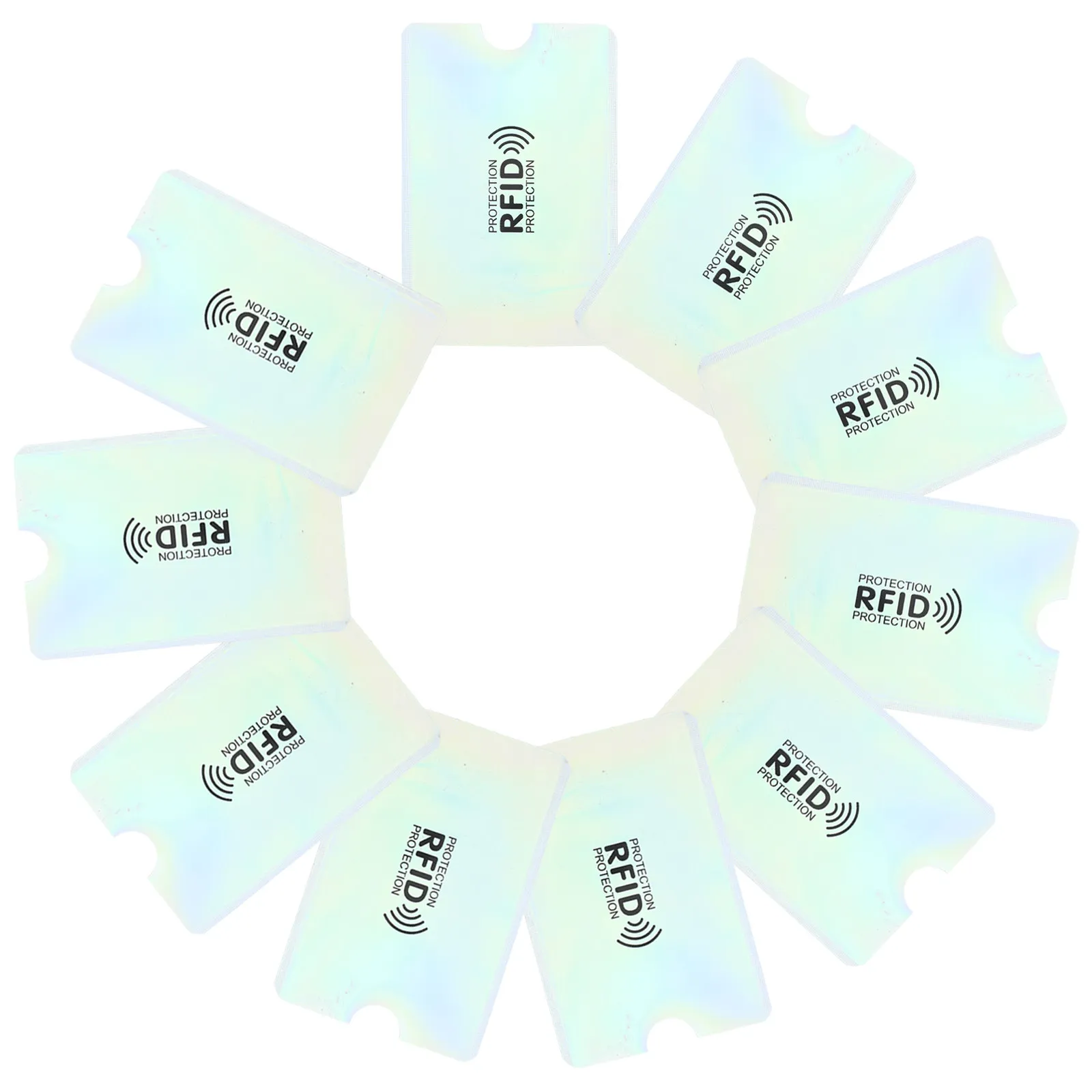 

10Pcs Exquisite Workmanship Rfid Blocking Card Protectors Aluminum Foil Pet Pe Material Credit Bus Social Security Card