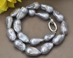 MTC·STAR  Z13240 Set Gray Baroque Keshi Reborn Pearl Necklace Bracelet Earring Custom Jewelry