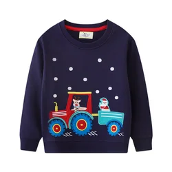 Jumping Meters 2-7T Christmas Clothe Boys Girls Sweatshirts Cars Print Hooded Shirts Kids Clothes Long Sleeve Autumn Spring Tops