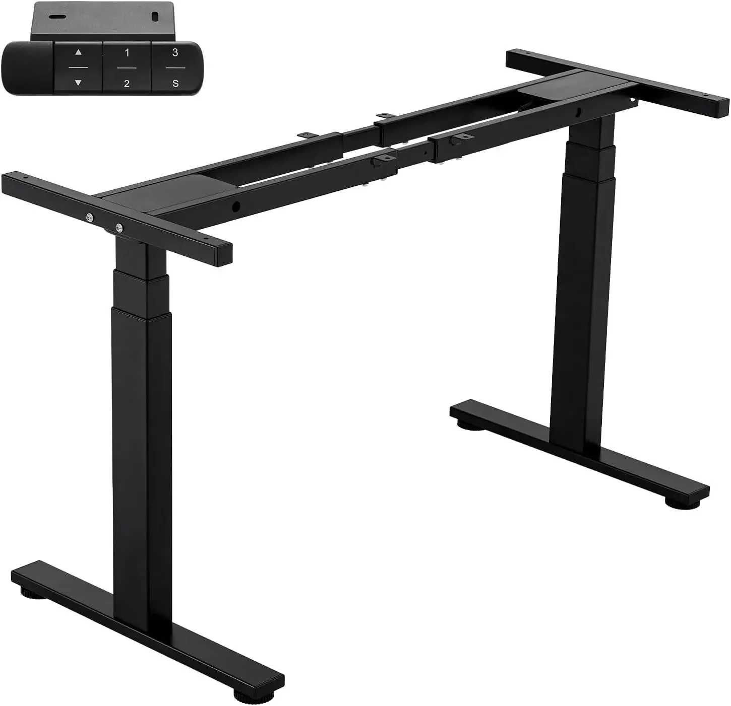 Dual Motor 3 Stage Electric Adjustable Standing Desk Frame Heavy Duty 300lb Load Capacity for Home Office (Black Frame Only)