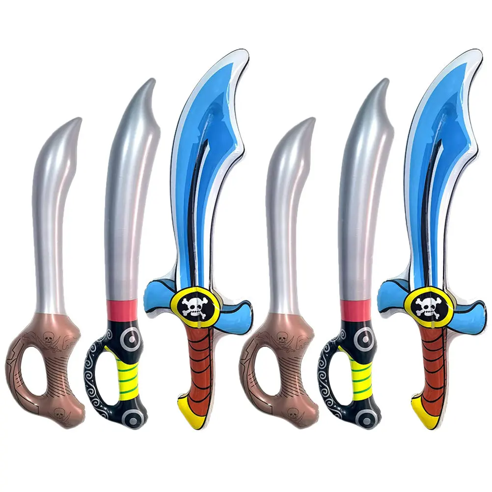 6Pcs Inflatable Pirate Sword Creative PVC Role Play Props Halloween Summer Party Stage Performance Simulation Prop Balloon