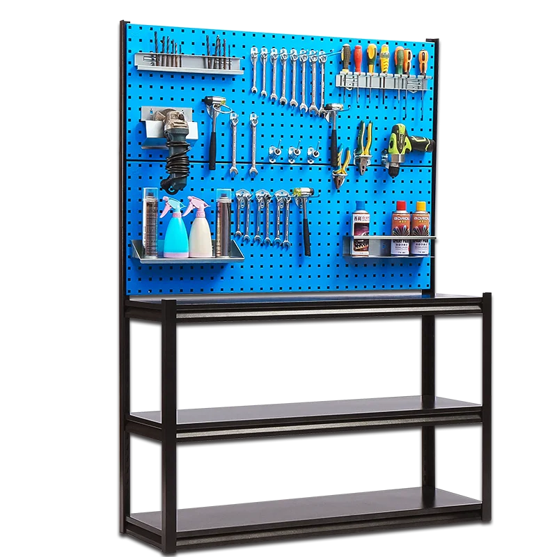 

2025Garage Workbench Bench Table With Pegboard Multifunctional Hardware Tool Storage Display Stand repair tool storage rack