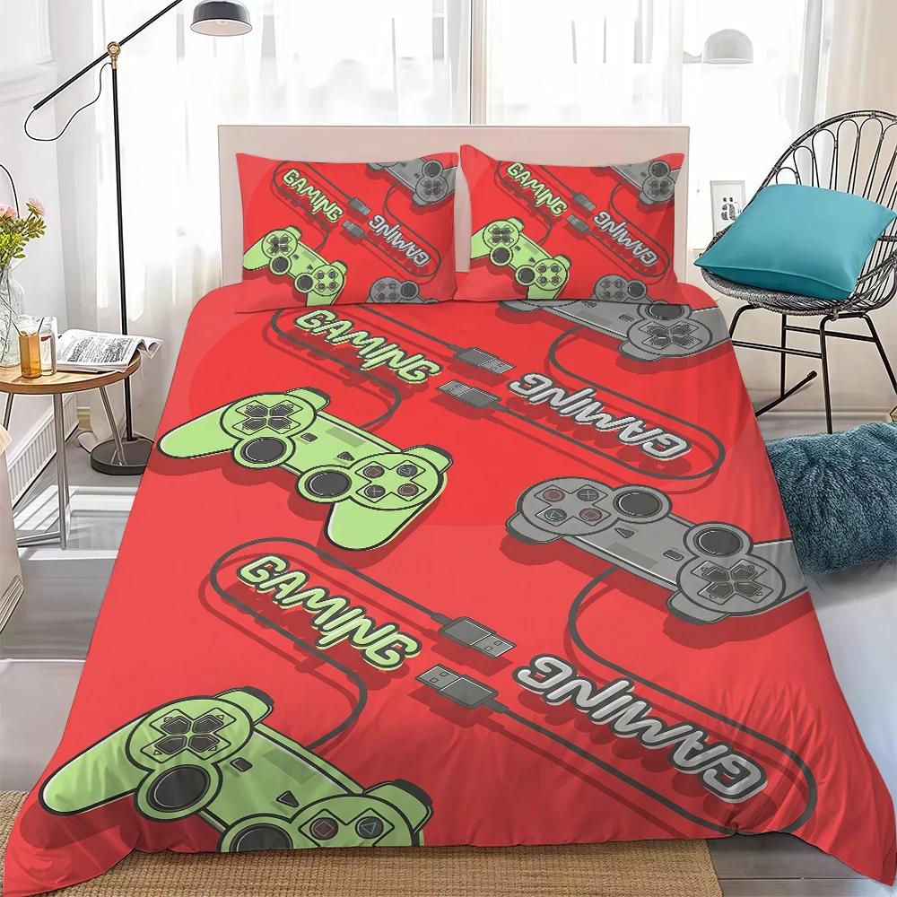 Teens Video Games Duvet Cover Set Home Style Bedding Soft Laundry Cotton Bed 3 Piece Set Student Dormitory Gift