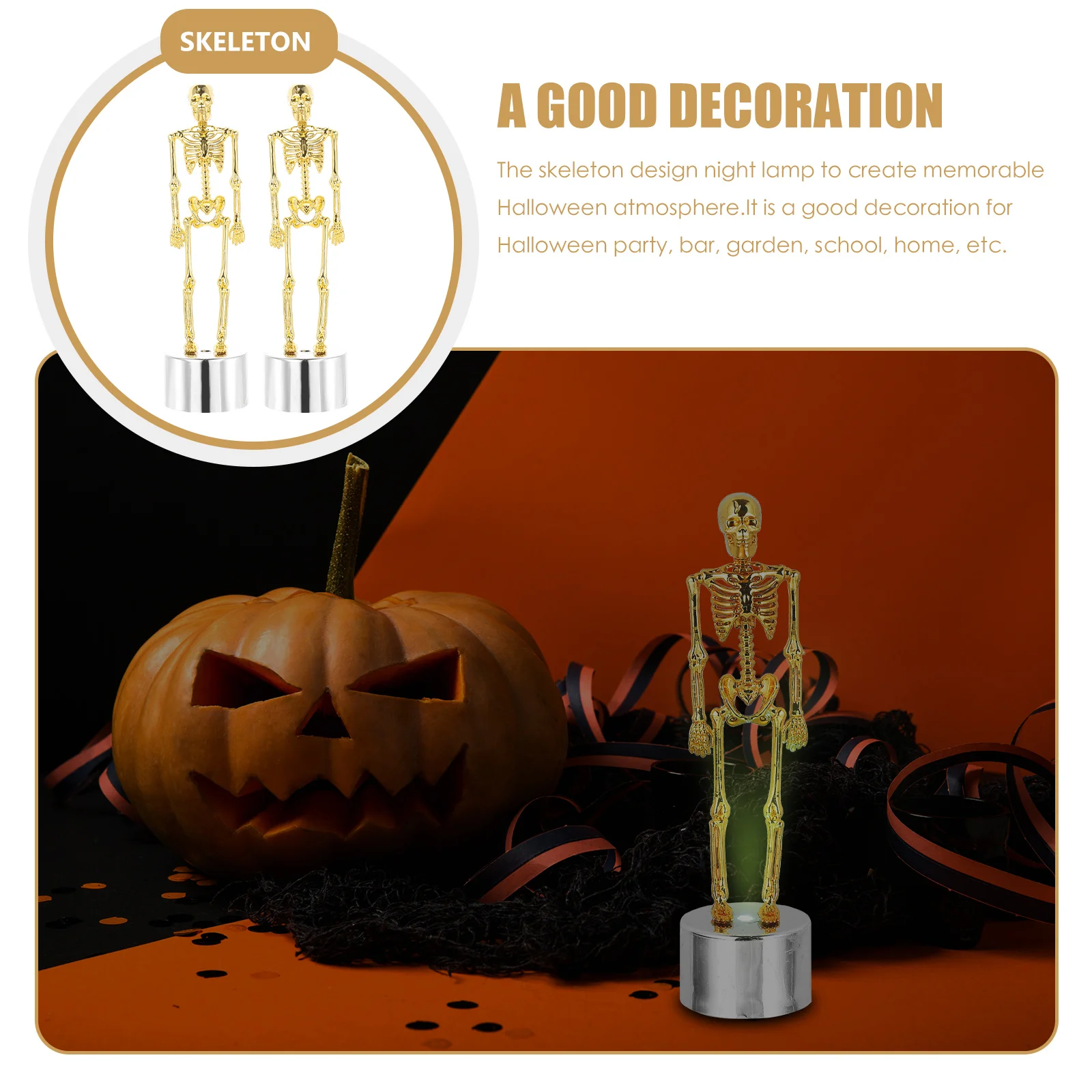 

2pcs Halloween Lamp Decor Luminous Night Light Design Halloween Themed Party Decoration Garden Home Gift For