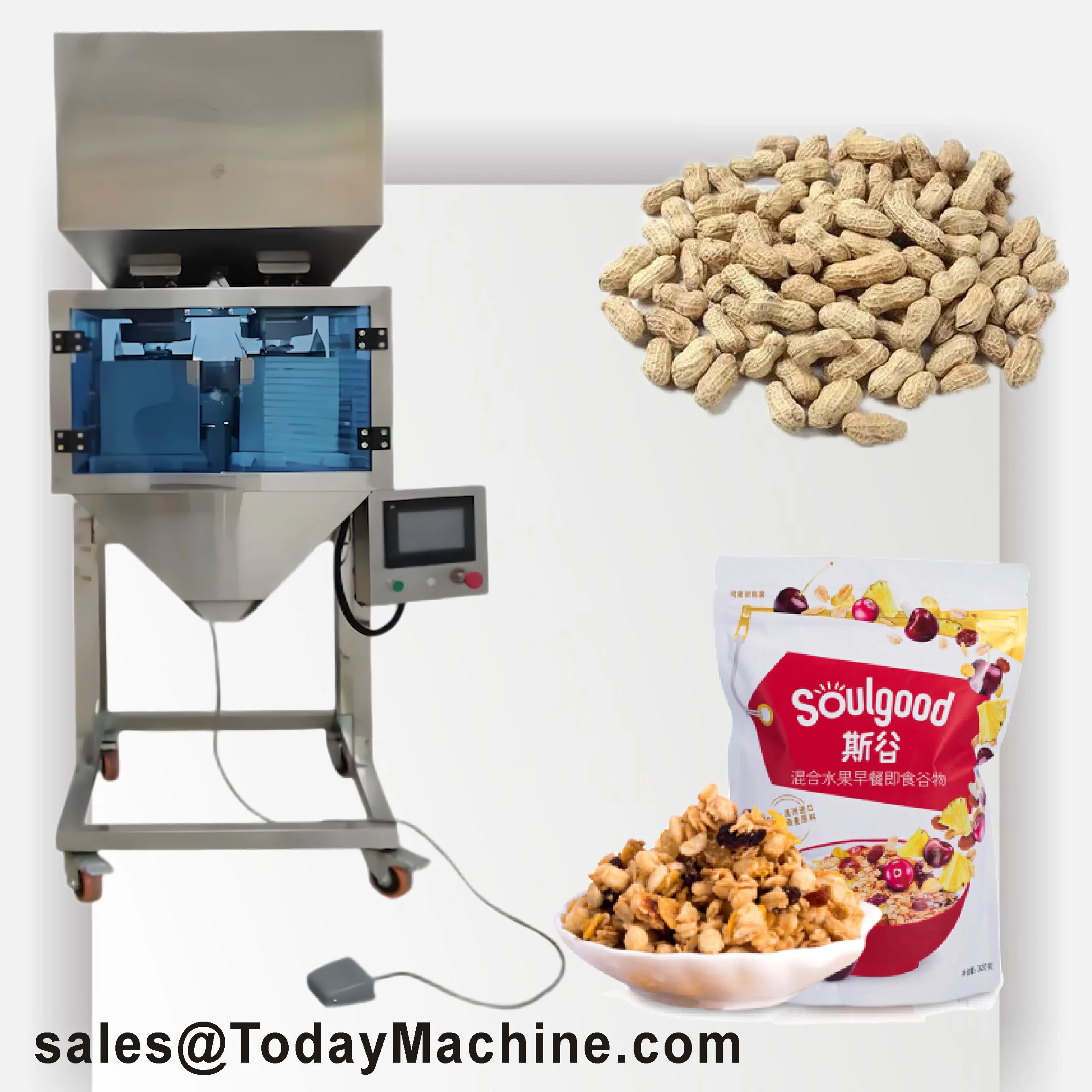 Ce Dry Fruits Vegetable Cashew Nuts and Candy Semi Automatic 4 Head Linear Weigher