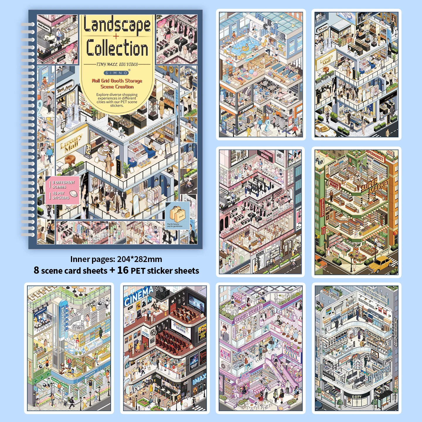 3D Mikro-Immersives Aufkleber-Sammelbuch, Exquisite Illustrationen, PET-Stanzaufkleber Handgemachte Collage – Detail 11