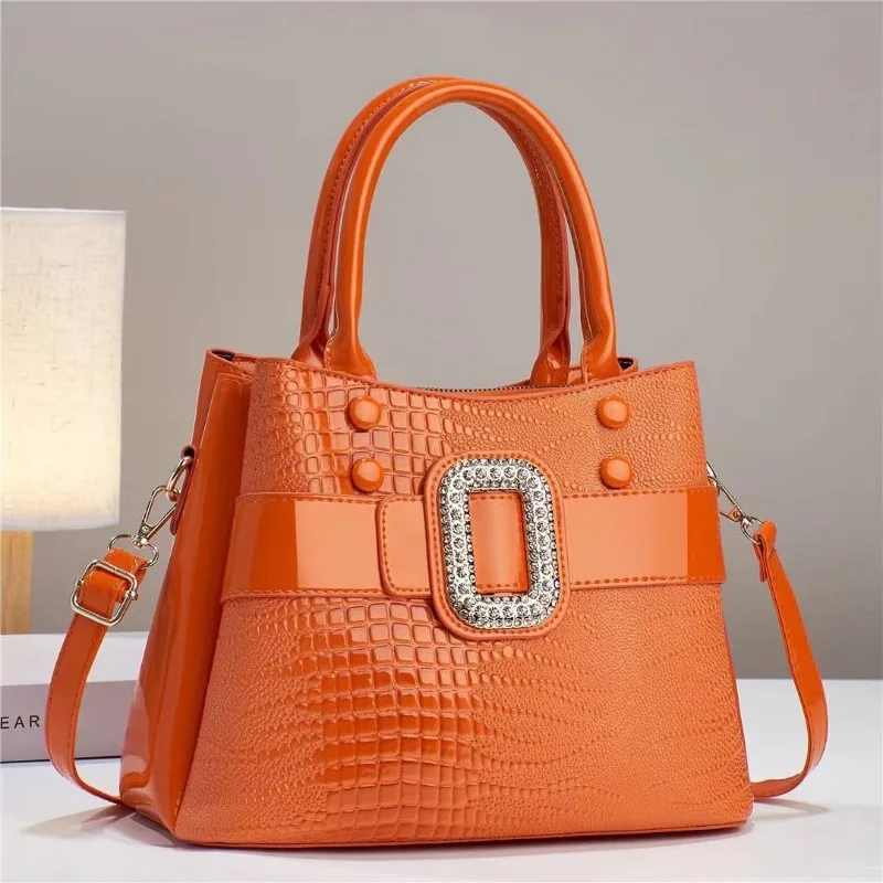 Fashionable New Women's 3-Layer Handbag Trendy Bright Leather Shoulder Bag Large Capacity Crossbody City Commuter Tote Bag Women