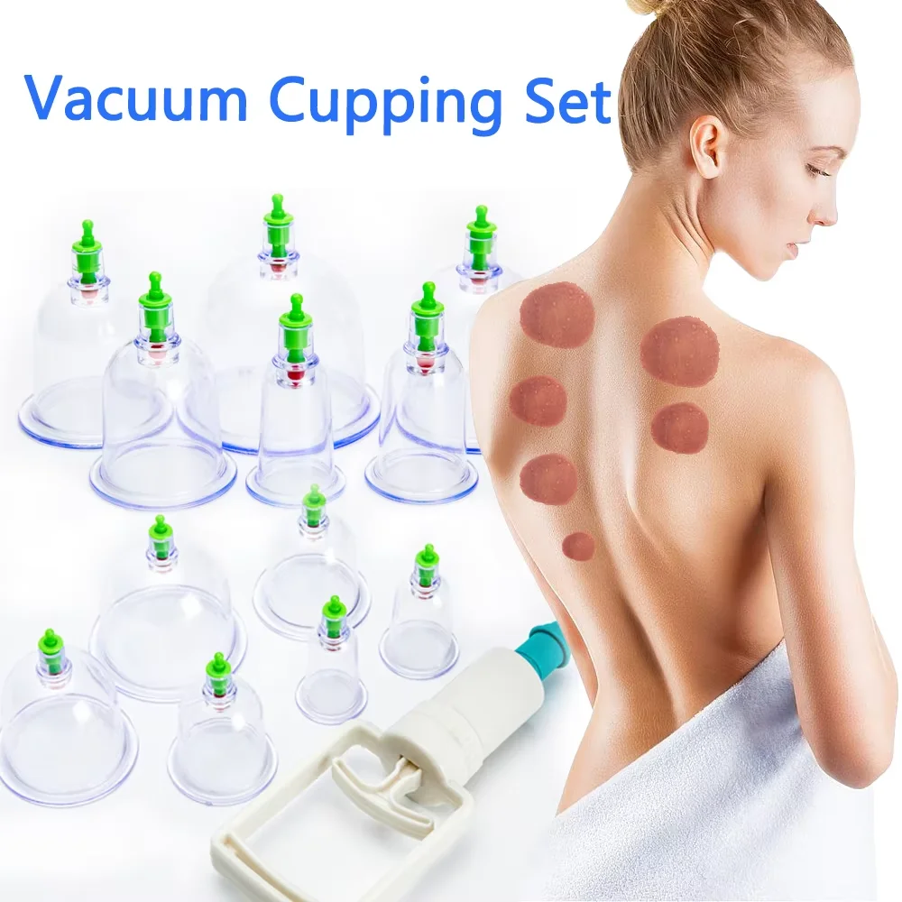 12/6Pcs Vacuum Cupping Set Suction Cups Set Plastic Vacuum Cupping Pump Fat Burner Therapy Anti Cellulite Massage Jars