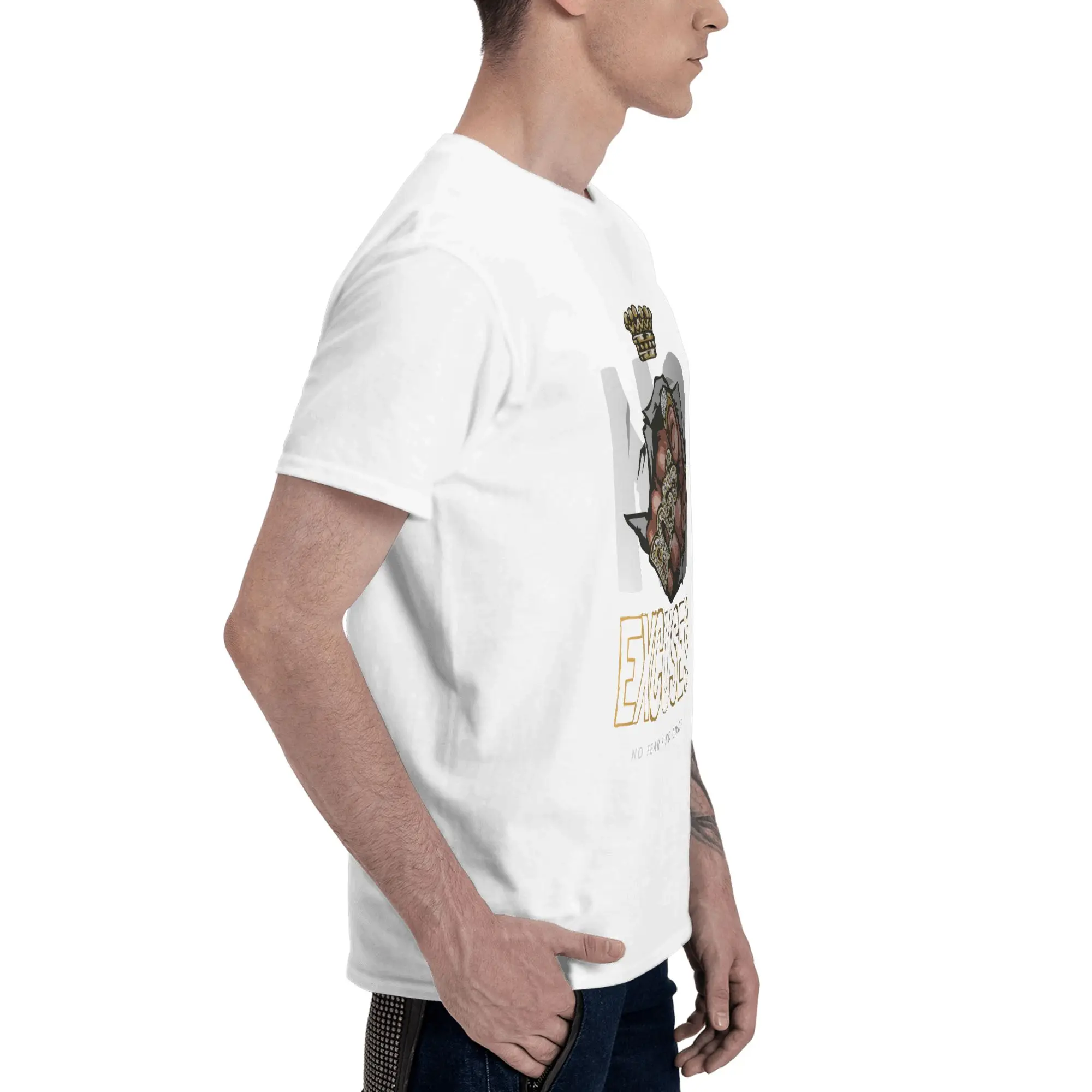 Excuses Fist Breaking Wall Print Men's T-Shirt Clothes  Tee Shirt Short Sleeve fugees Cotton