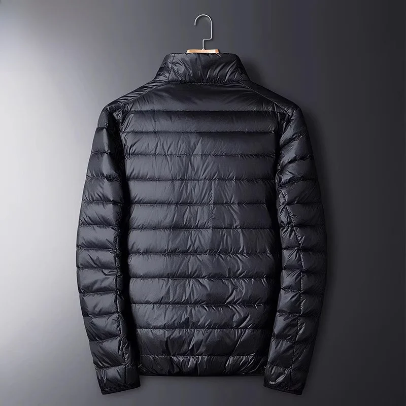 قماش رجالي كاجوال خفيف الوزن بغطاء للرأس من Jaet White Du Feather ملابس خارجية دافئة مزخرفة بسحاب قماش بوليستر خالي من الحديد #3