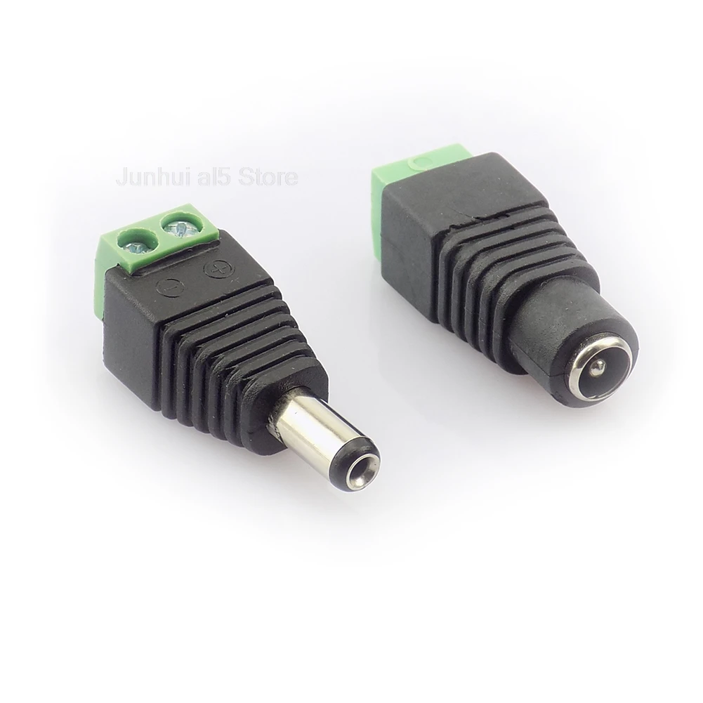 1 Pair DC Male Female Jack Plug Connector 2.1x5.5 Mm Power Supply Adapter BNC For CCTV Camera LED Strip Lamp Lighting Lights B5