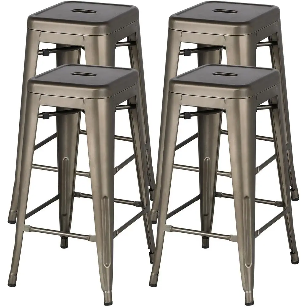 

Набор из 4 высоких барных стульев с высокой спинкой (30 дюймов) - прочные складные стулья для использования в помещении и на улице