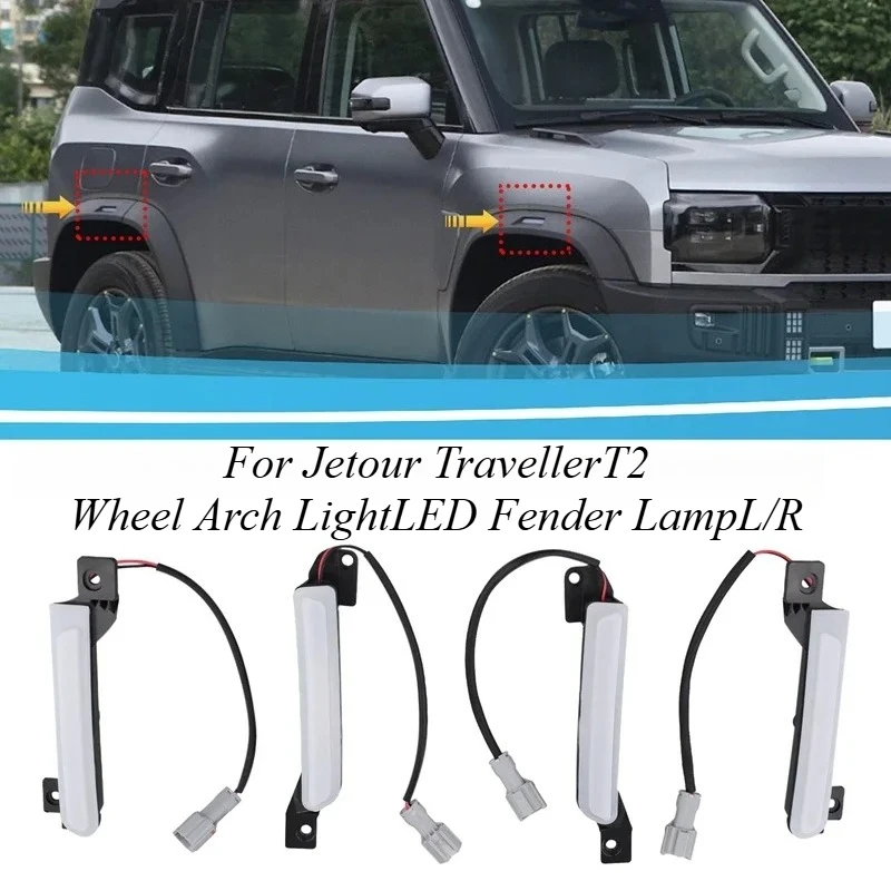 

For Jetour TravellerT2 Wheel Arch Light LED Fender Lamp L/R Plug&Play IP65 Waterproof Durable ABS Front Wheel Brow Light Upgrade