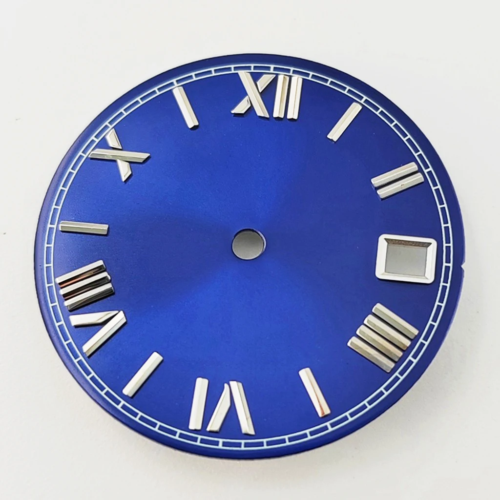 28.5 مللي متر أسود أزرق ساعة الهاتفي مع تاريخ نافذة ل NH35 NH36 الساعات حركة أوتوماتيكية أجزاء