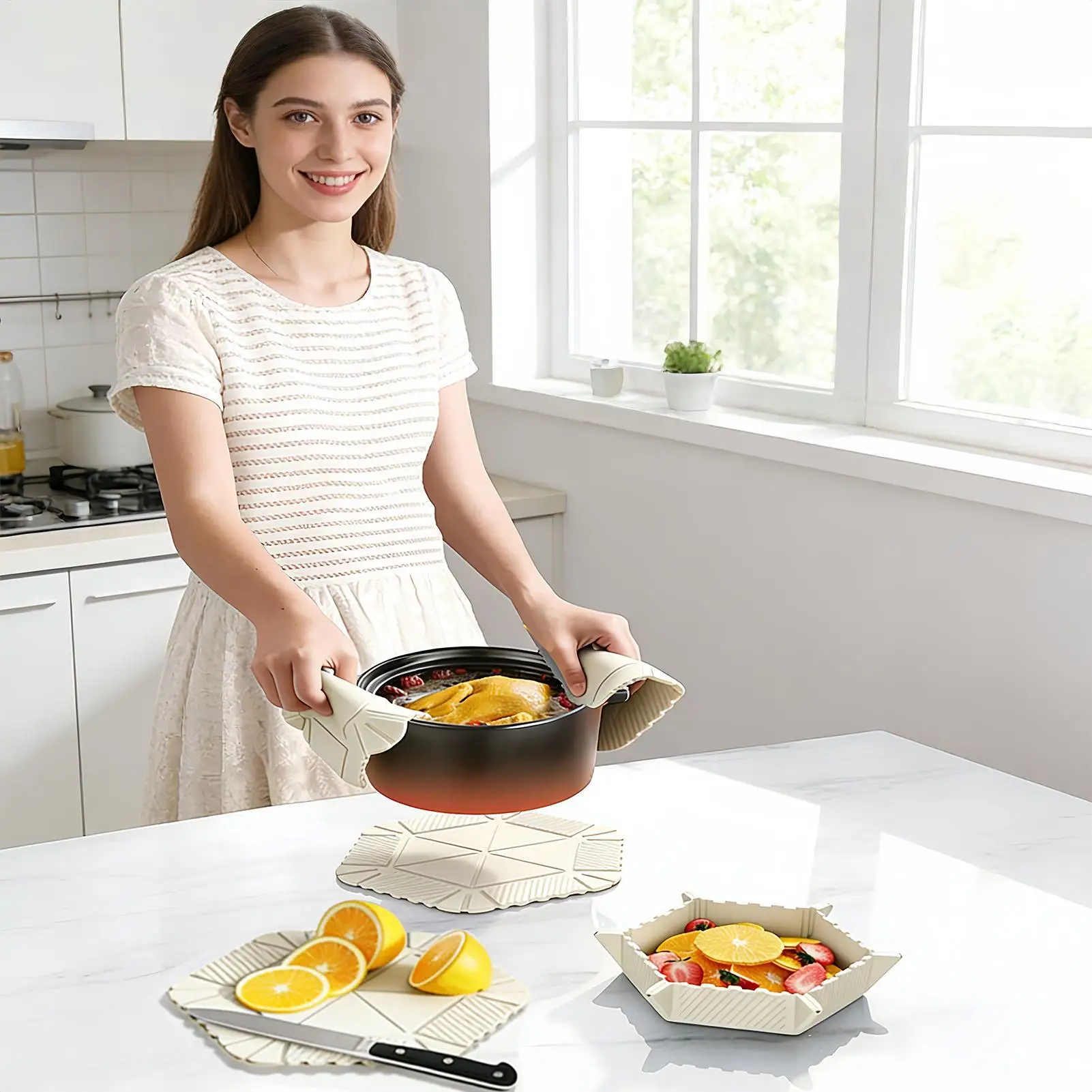 

Складная силиконовая разделочная доска-таз для кемпинга, кухни, квартиры, столешницы, дома, столовой