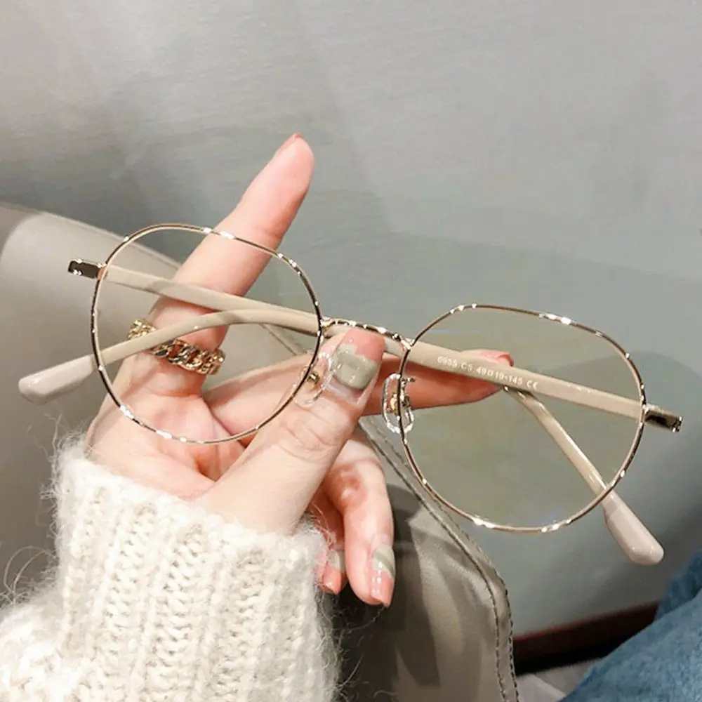 Fashion Metal Polygons Anti Blue Light Glasses Women Men Vintage Computer Eye Protection Eyeglasses Round Plain Spectacles