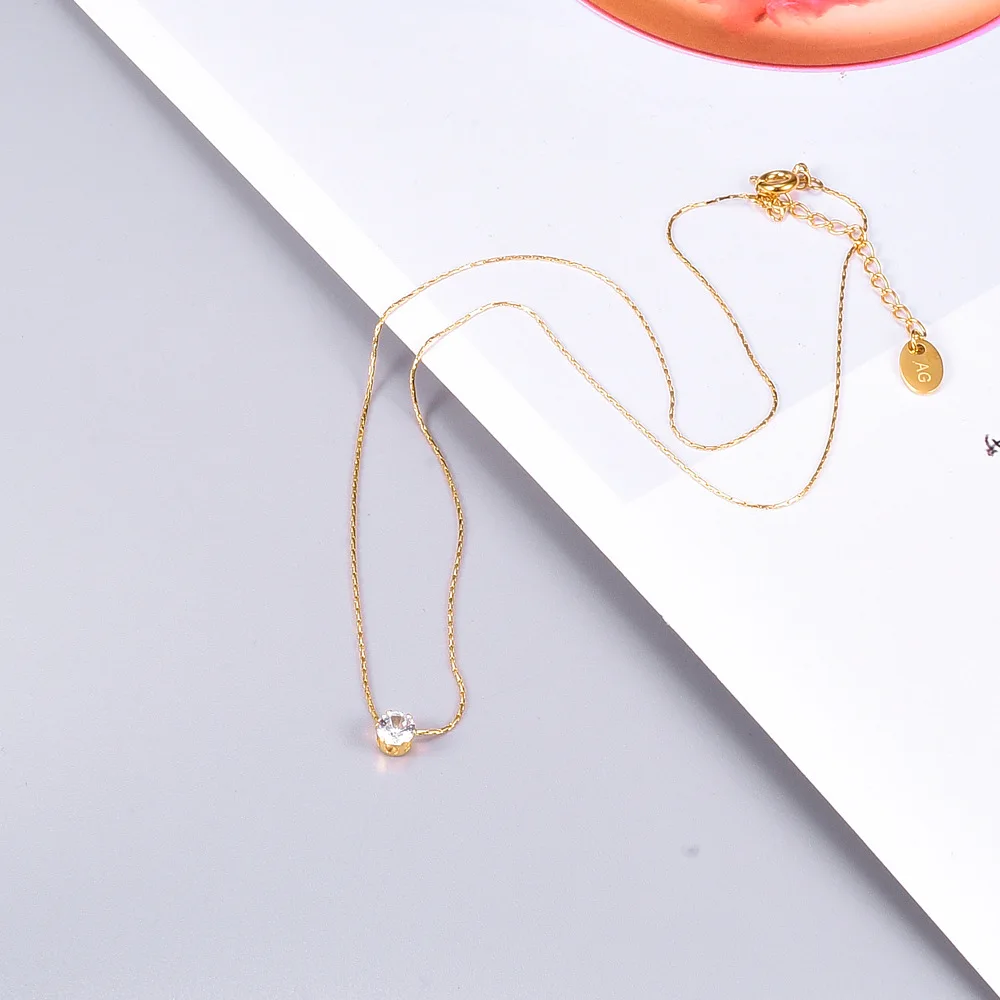 Six claw crystal bamboo chain necklace collarbone chain