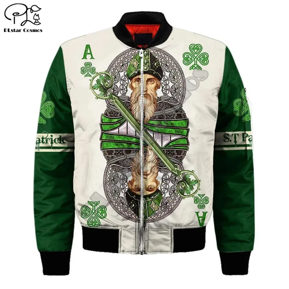 PLstar Cosmos irlandés Día de San Patricio 3D impreso moda hombres chaqueta Bomber Hip Hop Unisex Casual rompevientos Envío Directo D30